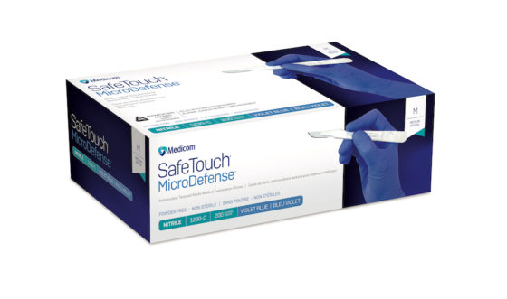Medicom® SafeTouch MicroDefense™ Antimicrobial Nitrile Medical Examination Gloves with Textured Fingertips