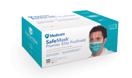 SafeMask® Premier Elite ProShield™ Procedure Earloop Face Mask with Visor