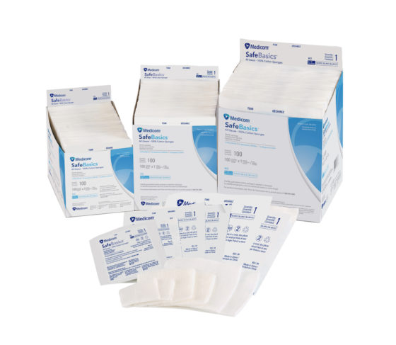 SafeBasics™ All Gauze Compresses de gaze stériles en coton, (1 par enveloppe)