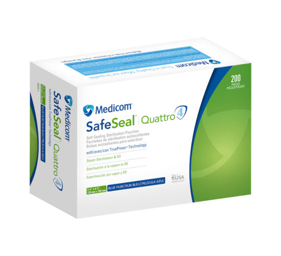 Safe-Seal® Pochettes de stérilisation autoscellantes Quattro avec la technologie TruePress™