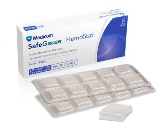 Produit d’échantillon – SafeGauze® HemoStat™ Topical Hemostatic Dressing